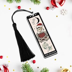 Octamber Christmas Bookmarks Stocking Stuffers for Adults Women Men Santa Swap Gift Exchange Tarot Bookmark Funny Bookmarks for Women Men Christmas Gifts for Adults Teens Gothic Gifts Skull Bookmark
