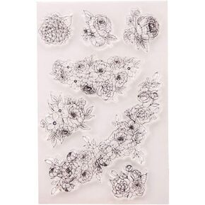 DIY Beautiful Flowers Leaves Clear Stamps for Card Making and Journaling, Floral Transparent Silicone Stamps for Albums Journals Scrapbooking Paper Crafts Decoration-A1510