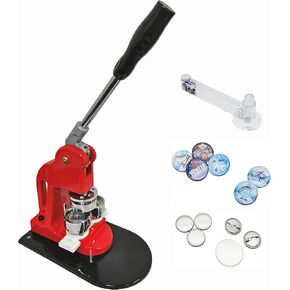 Chibuttons Kit 37mm (1 1/2") Button Badge Press Machine Maker-1 + 37mm Round Die Moulds + Adjustable Circle Cutter + 200 Pin-back Button Components