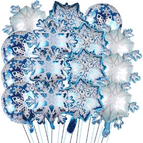 Snowflake Foil Balloons Winter Wonderland Party Decorations - Winter Theme Snowflake Balloons Set for Baby Shower Birthday Christmas Party Decoration