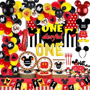 191 Pcs Red 3rd Birthday Party Decorations, Boys Wild Three Balloons Arch Garland Kit, Boys Third Bday Backdrop,TableCloth, Tableware for Boys 3th Birtdhay Party Supplies