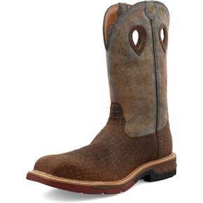 Men's 12" Western Work Boot - Casual Western Boots for Men, Brown & Grey, 11 D