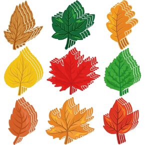 Cholemy 108 Pcs Maple Leaves Cutouts Fall Classroom Decorations Autumn Bulletin Board Decor Paper Fall Leaves Cutouts Crafts for Kids Thanksgiving Holiday School Wall Home Supplies, 9 Styles