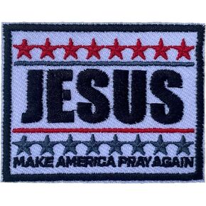 Jesus Make America Pray Again Patch, Size 3 Inches Iron On Christian Embroidery Patches for Hats Clothes Backpacks Jeans, DIY Sew On Patches, Fabric Patches, Jesus Patch, Gifts for Christians
