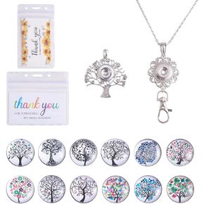 BEEFLYING 10 Style Snap Button Office Lanyard for ID Badges Keychain Badge Holder Stainless Steel Necklace Gifts Teacher Lanyard Necklace Nurse Badge Holder Necklace (Evil Eye & Flower)