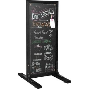 Ilyapa Large Chalk Board Sign - Free Standing Easel Chalkboard Signs - Outdoor Menu Chalk Boards for Restaurant, Sidewalk Sandwich Board, Food Truck, Party, or Wedding - 42x18 Inch - Black