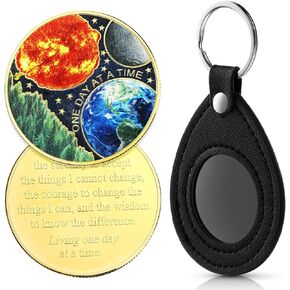 Highergo AA Recovery Medallions with Holder Keychain Set Sobriety Chips AA Coin Holder Recovery Coins One Day at a Time Chip Medallion Recovery for Alcoholics Anonymous Gifts(1 Set)