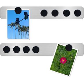 Magnetic Board Magnet Bulletin Board Frameless Stainless Iron Board Strips, Magnetic Strips with Adhesive Backing Magnet Board Memo Board with 10pcs Black Magnets for School Office Home, 4PCS
