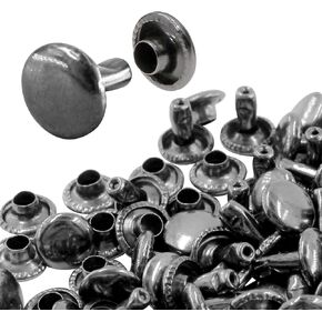 AUXBC 150pcs 0.3inch Double Cap Leather Rivets, Tubular Metal Rapid Rivet, Round Cap Leather Rivets for Purse Shoes Bag Key Rings and Crafts Decoration, Gold