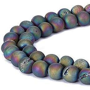 6 مم 8 مم 10 مم 12 مم طبيعي رائع غير لامع عقيق دروزي دائري خرز فضفاض أحجار كريمة لصنع المجوهرات من Ruilong (8 مم، أزرق داكن) in Kuwait