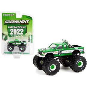 Greenlight Hollywood 30229 1986 Chevy S-10 Extended Cab Monster Truck #22-2022 Greenlight Trade Show Exclusive 1:64 Scale, Green