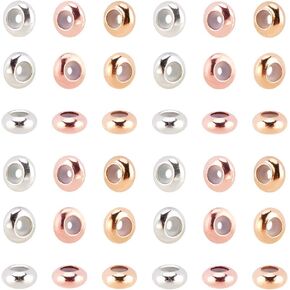 PH PandaHall 60pcs 8mm Stopper Beads Adjustable Slider Beads Brass Rubber Beads Round Beads Insert Rubber Stopper Positioning Spacer Beads for Bracelet Necklace Chain Jewelry Making Hole: 1.6~1.9mm
