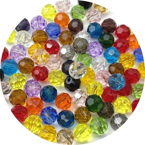 70pcs 10mm Faceted Crystal Glass Beads Round Spacer Beads for Jewelry Making DIY Craft Making Necklace Bracelet Earring Wind Chimes Suncatchers Ornament(501-Mixed Color)