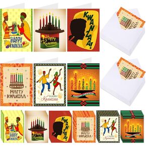 Yeaqee 72 Pcs Greeting Cards Set Includes 36 Pcs Holiday Card Holiday Cards Assortment 36 Pcs Envelopes for Office Home African, 6 Designs(African)
