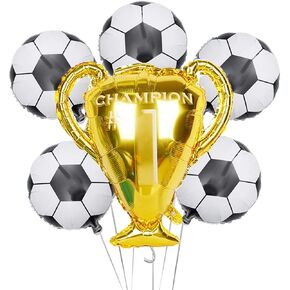 Soccer Party Balloons Set, Championship Trophy Balloon and Soccer Foil Balloons for Birthday Baby Shower Wedding Anniversary Soccer Themed Party Decoration