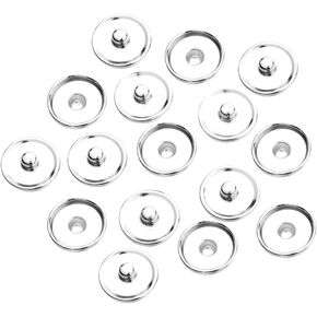 GSHLLO 50 Pcs Snap Button Base Trays Press Stud Button Fasteners Cabochon Pendant Trays Button Decoration Accessories for DIY Jewelry Making 20 mm