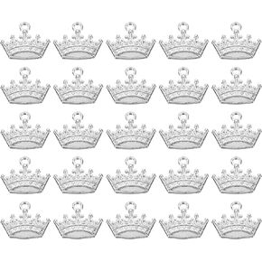 PATIKIL 100pcs Crown Charm Mini Crown Pendant Charm Bulk Metal Vintage DIY for Jewelry Making Bracelets