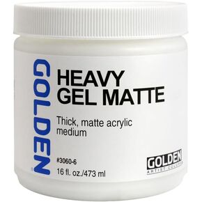 Heavy Gel Matte by GOLDEN, 16 fl. oz. Jar, Professional Acrylic Gel Medium, Semi-Transparent
