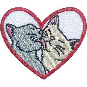 Couple Cat in Love Iron On Patches for Clothing Embroidered Applique Patch Badge Sew On Emblem DIY Craft