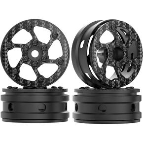 COOWOO Carbon Fiber 1.9 Inch RC Wheels Upgrade Parts for 1/10 RC Trucks (Set of 4) - Precision CNC Machined for Enhanced Performance and Durability