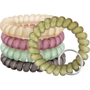 BIHRTC 6pcs Wristband Keychain Wrist Key Chain Spiral Coil Wrist Keychains Plastic Bracelet Spring Flexible Spiral Wrist Coil Key Holder Key Ring for Sauna Gym Pool ID Badge and Outdoor Sports