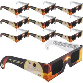 LUNT SOLAR 5 Pack Premium Eclipse Glasses, AAS Approved 2024 Solar Glasses, CE and ISO Certified, HD Film, Crisp Solar Image