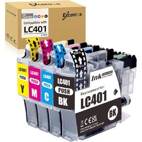 LC401Compatible Ink Cartridge Replacement for Brother LC401 LC 401 to use with Brother MFC-J1010DW MFC-J1012DW MFC-J1170DW J1010 J1012D J1170 Printer (4-Pack, Black,Cyan,Magenta,Yellow)