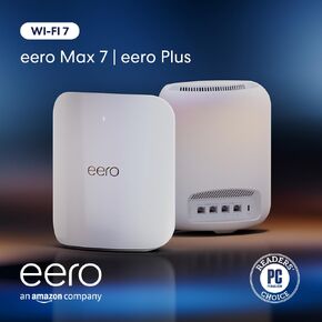 نقدم لكم جهاز التوجيه Amazon eero Max 7 الشبكي ثلاثي الموجات | ما يصل إلى 9.4 جيجابت في الثانية | توصيل أكثر من 200 جهاز | تغطية تصل إلى 2500 قدم مربع | إصدار 2023