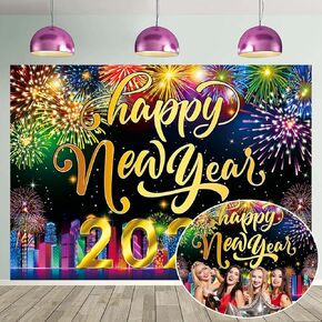 2025 سنة جديدة سعيدة خلفية 7x5FT مدينة النيون الألعاب النارية عشية حفلة خلفية عيد الميلاد عطلة السنة الجديدة لوازم الديكور حفلة صور الدعائم in Kuwait