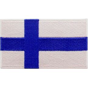 EmbTao Finland Flag Patch Embroidered National Morale Applique Iron On Sew On Finnish Emblem
