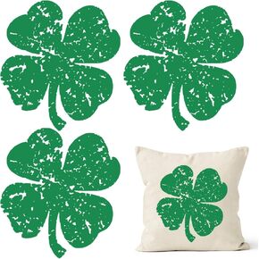 3Pcs St. Patrick's Day Iron on Transfer,Green Clover Heat Transfer Vinyl Large Size Cute Clover Designs Iron on Transfer Stickers for T-Shirts Green Iron on Decals for Clothes Bag Pillow Covers DIY