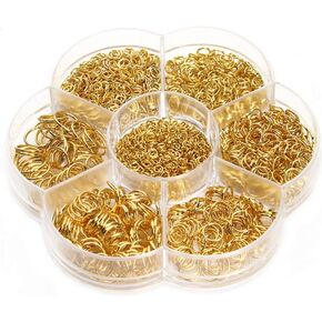 1 Box (1450pcs) Mix Sizes Stainless Steel Open Jump Rings (3mm 4mm 5mm 6mm 7mm 8mm 10mm) for DIY Jewelry Making Findings Craft Earring Bracelet Necklace Pendant Choker Key Ring Chain Accessories