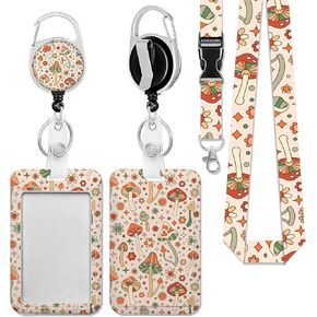 Boho Colorful Paisley Badge Holder with Detachable Lanyard, ID Card Holder Vertical ID Protector Clips, Fashionable Name Tags Clips with Heavy Duty Badge Reel for Nurse Doctor Office Employees