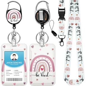 Soleebee ID Badge Holder with Breakaway Lanyard, Pencils Ruler Books Retractable Badge Reel with Belt Clip Keychain Vertical ID Card Holder for Nurse Doctor Teacher Student