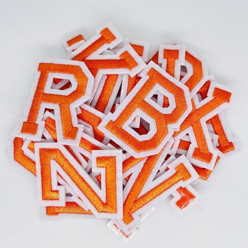52 Pcs letter patches, Iron on Patches for Hats Clothes Bags Backpacks Jeans Repair. (orange) in Kuwait