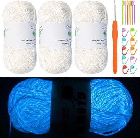 Halloween Yarn,Glow in the Dark Yarn for Crochet,Halloween-Specific Glow Yarn,Crafts Yarnfor Halloween Pumpkin Animals Candy Bag Case Halloween Crafts,Best Knitting Gifts for Halloween Decor. (Orange) in Kuwait