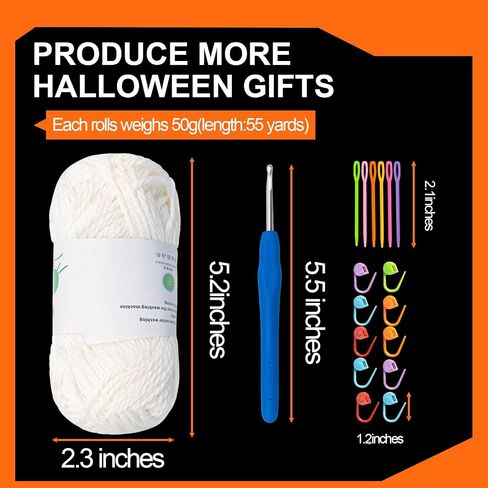 Halloween Yarn,Glow in the Dark Yarn for Crochet,Halloween-Specific Glow Yarn,Crafts Yarnfor Halloween Pumpkin Animals Candy Bag Case Halloween Crafts,Best Knitting Gifts for Halloween Decor. (Orange) in Kuwait