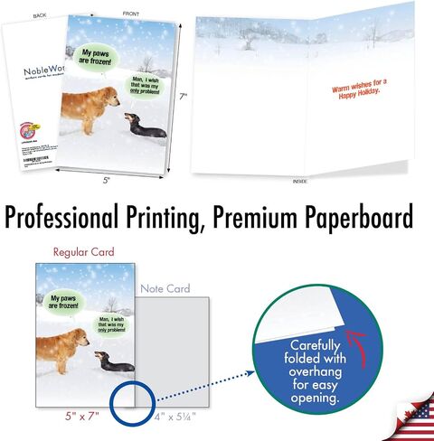 NobleWorks Bulk Pack of 36 Funny Christmas Cards w/Envelopes, Boxed Joyful Holiday Humor Dog Greeting Cards for Men and Women (1 Designs, 36 Each) - My Paws Are Frozen C5953XSG-B36 in Saudi Arabia