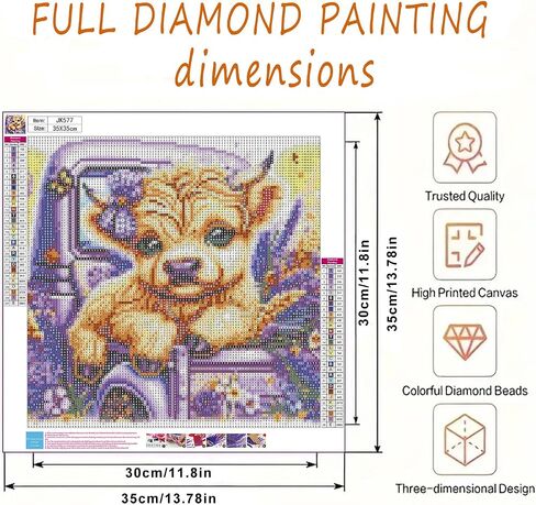 Diamond Art Painting Kits for Adults, Cow on The Truck 5D Diamond Painting Dots Art Kits for Adults Beginner, DIY violet Full Round Gem Crystal Art paint by Diamond, Home Wall Decor 14x 14 In in Saudi Arabia