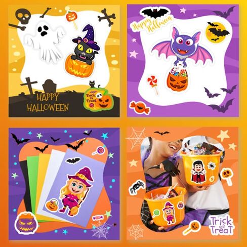 Halloween Stickers, Halloween Stickers for Kids, 36 Sheets Halloween Make a Face Sticker Sheets, Halloween Crafts Party Favors for Kids, Halloween Games for Kids Party in Kuwait