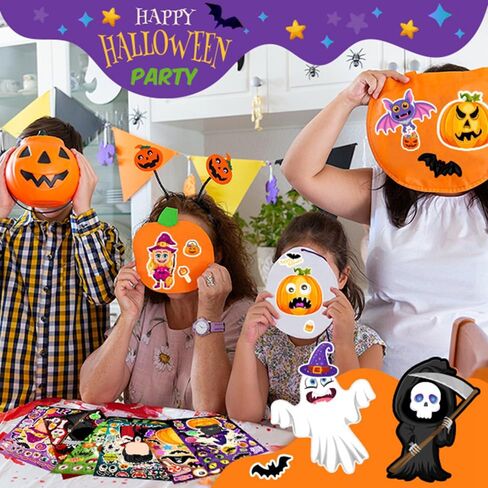 Halloween Stickers, Halloween Stickers for Kids, 36 Sheets Halloween Make a Face Sticker Sheets, Halloween Crafts Party Favors for Kids, Halloween Games for Kids Party in Kuwait