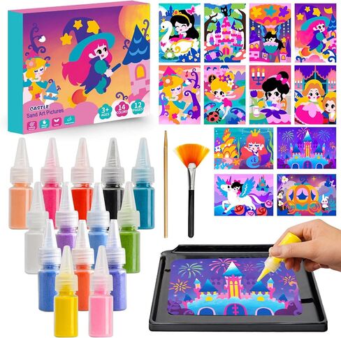 SIEOLL Sand Art Kits for Kids,Crafts for Kids Ages 4-8,Princess Sand Art Pictures,Girls DIY Crafts Toys,Art Crafts Learning Toy for Kids,Ideal Gifts for Girls in Saudi Arabia