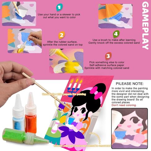 SIEOLL Sand Art Kits for Kids,Crafts for Kids Ages 4-8,Princess Sand Art Pictures,Girls DIY Crafts Toys,Art Crafts Learning Toy for Kids,Ideal Gifts for Girls in Saudi Arabia