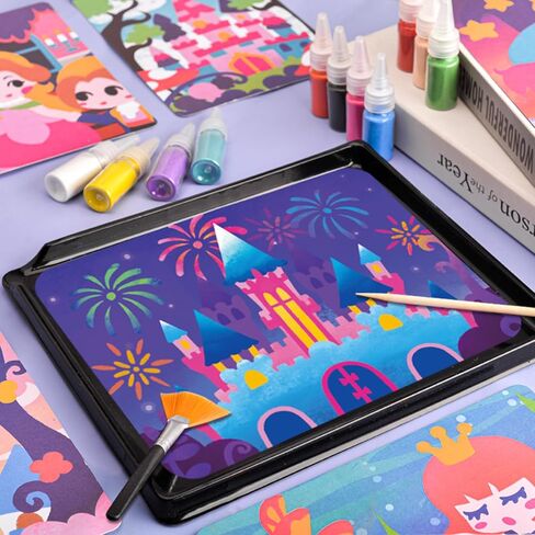 SIEOLL Sand Art Kits for Kids,Crafts for Kids Ages 4-8,Princess Sand Art Pictures,Girls DIY Crafts Toys,Art Crafts Learning Toy for Kids,Ideal Gifts for Girls in Saudi Arabia