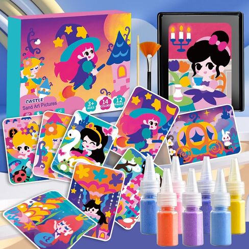 SIEOLL Sand Art Kits for Kids,Crafts for Kids Ages 4-8,Princess Sand Art Pictures,Girls DIY Crafts Toys,Art Crafts Learning Toy for Kids,Ideal Gifts for Girls in Saudi Arabia