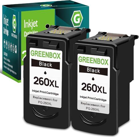 GREENBOX Remanufactured 260XL High-Yield Black Ink Cartridge Replacement for Canon 260XL 260 XL PG-260 XL for PIXMA TS5320 TS6420 TR7020 All in One Wireless Printer (400 Pages, 2 Black, 2-Pack) in Saudi Arabia