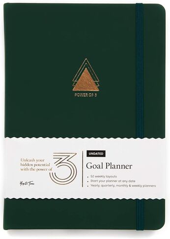 Yop & Tom Undated Goal Planner - Power of 3 - The Weekly Productivity Planner To Help You Smash Any Goal - Perfect for Fitness, Coaching, Work and Personal - Forest Green in Saudi Arabia