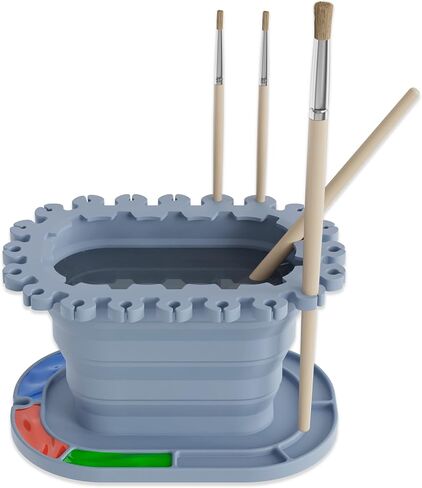 Collapsible Paint Brush Cleaner Rinse Cup, All-in-one Silicone Paint Brush Holder & Cleaning System,Green in Saudi Arabia