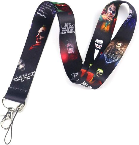 N&P The Joker Print Lanyard Key Chain حزام الرقبة لمحبي الأفلام، حامل شارة الهوية، الهاتف الخلوي، وحزام الرقبة الساحر (The Joker-LY) in Kuwait