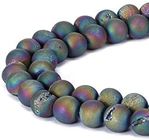 6 مم 8 مم 10 مم 12 مم طبيعي رائع غير لامع عقيق دروزي دائري خرز فضفاض أحجار كريمة لصنع المجوهرات من Ruilong (8 مم، أزرق داكن) in Kuwait